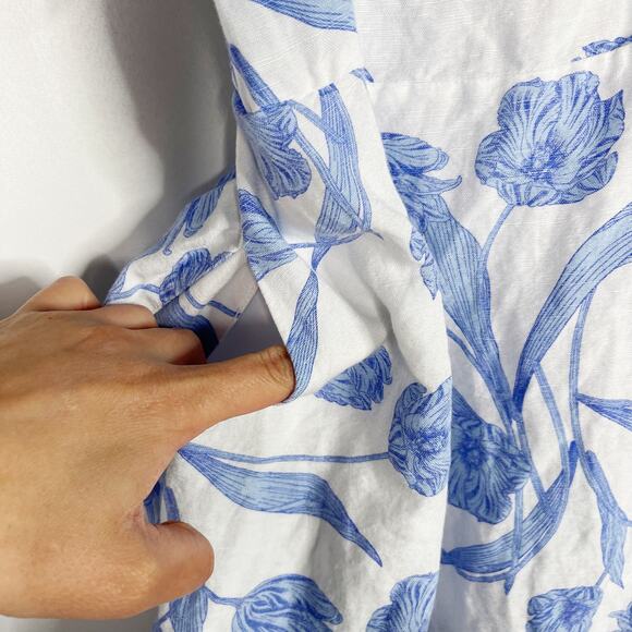 Emily McCarthy Girls M Blue White Mini Maxi Dress Tulip Twist Floral Tie Sleeves - Picture 9 of 11